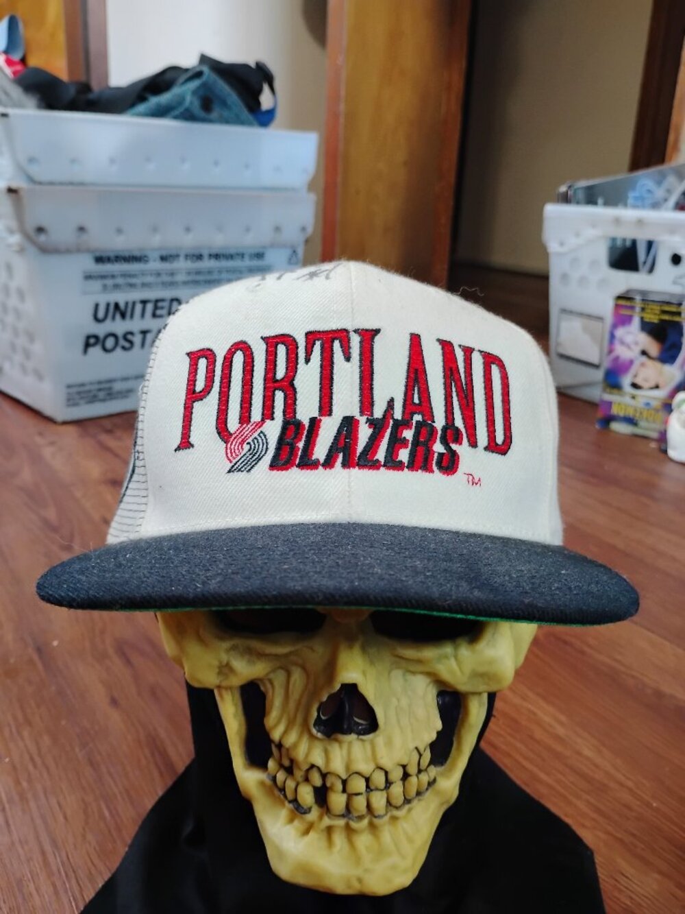 DS Vintage Sports Specialties Portland Trailblazers Laser Snap Hat Cap Autograph